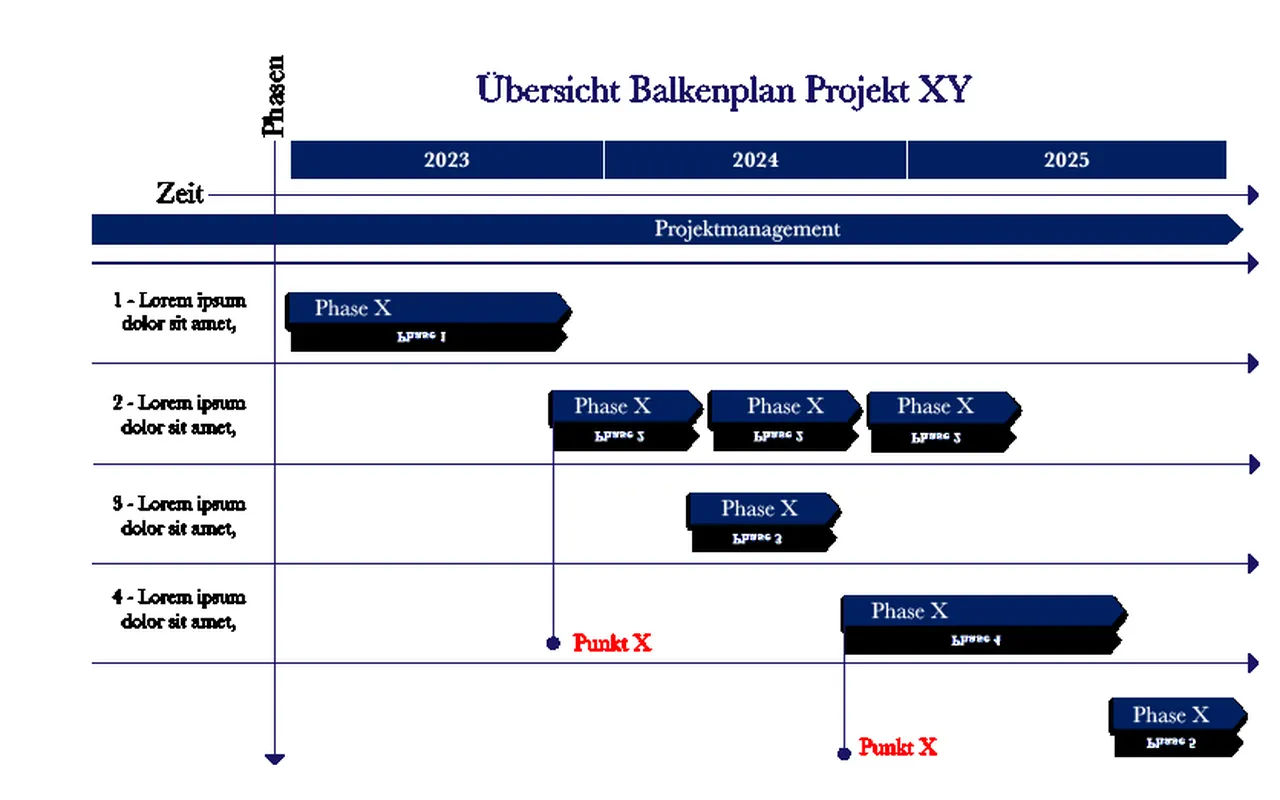 Seiten aus dem Projekthandbuch mit Projektorganisation und Kostenüberblick